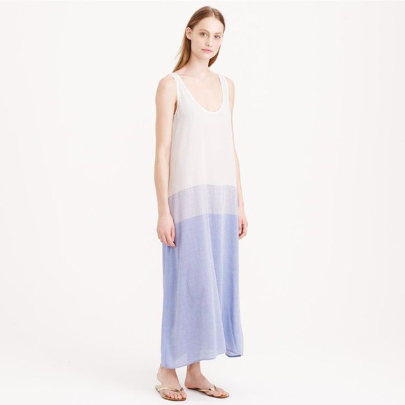J Crew Maxi Dress White Blue Metallic Stripe S - Picture 9 of 11
